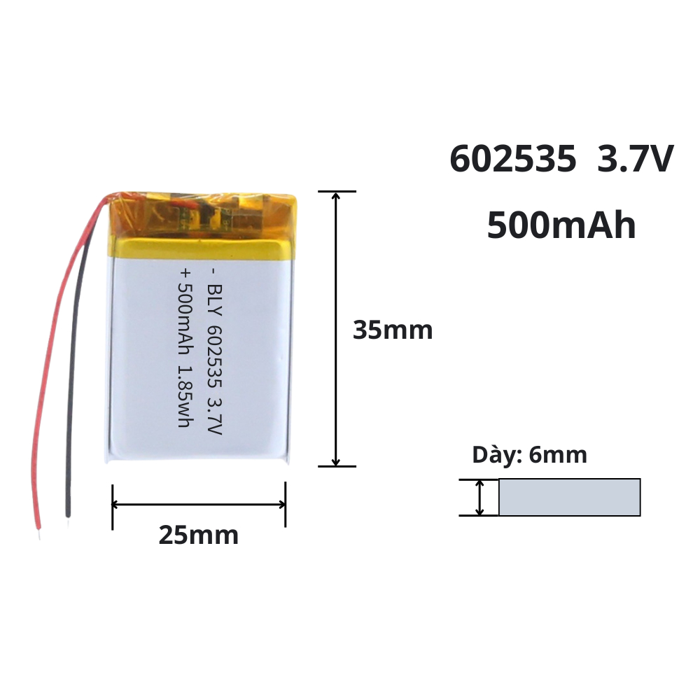 Pin sạc 3.7V 602030 602035 602040 602535 602540 603030 603040 603450 606090 602248 602525 cho tai ng