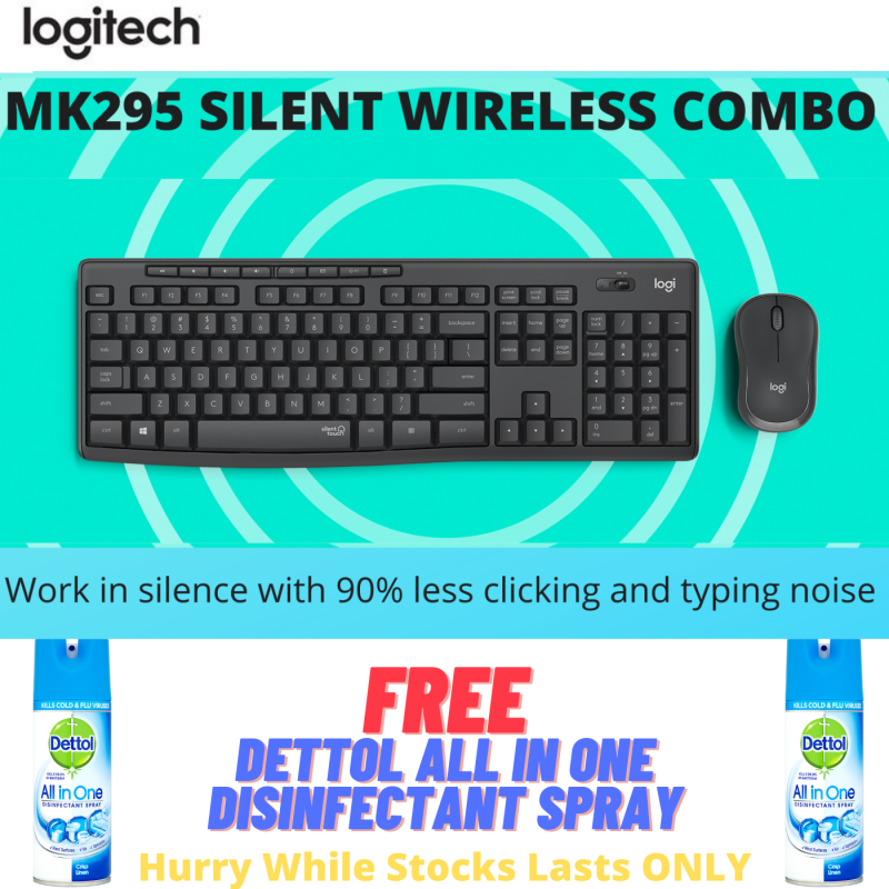 NEW!!! Logitech MK295 Wireless Mouse & Keyboard Combo with SilentTouch Technology, Full Numpad, Advanced Optical Tracking, Lag-Free Wireless, 90% Less Noise Singapore