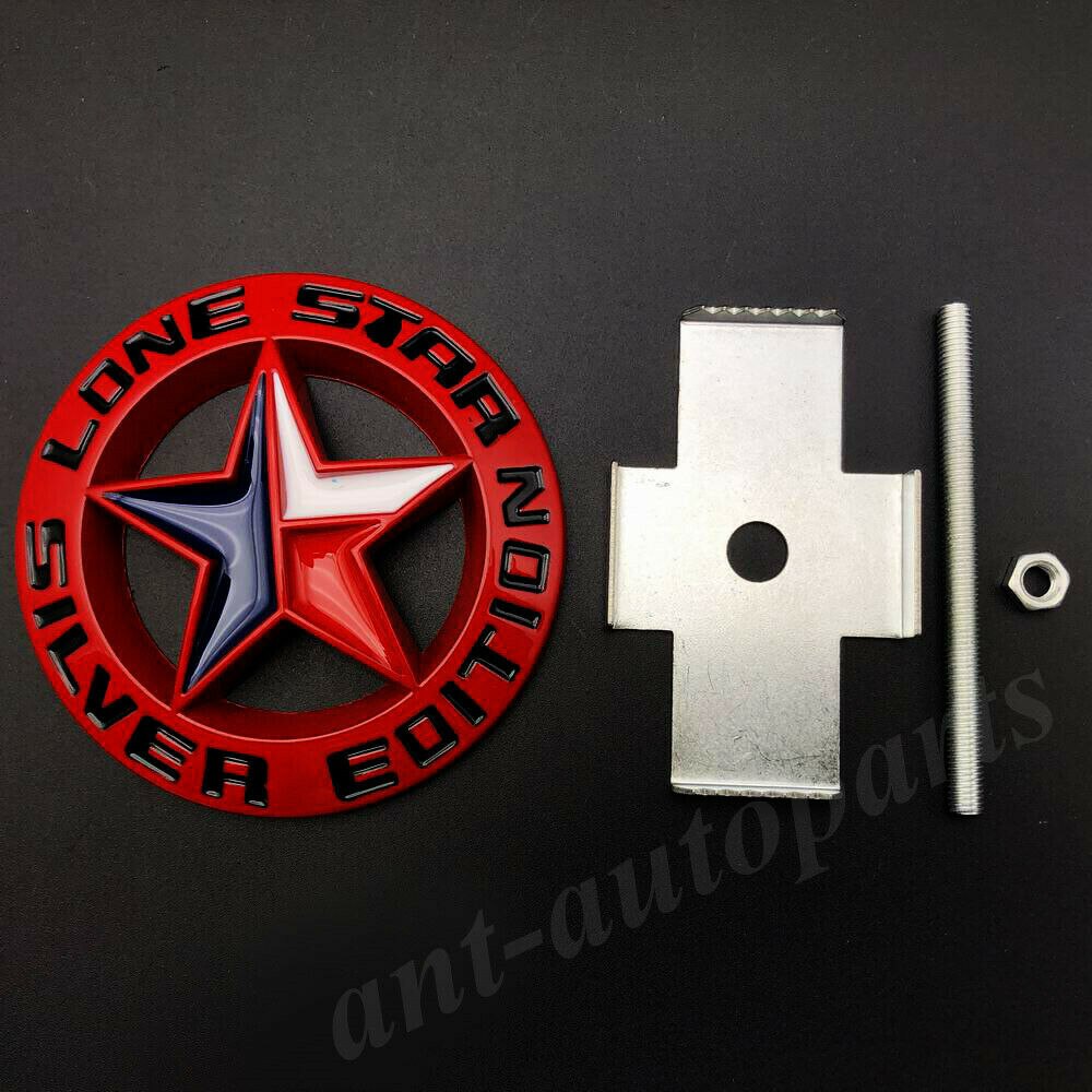 Metal Red Lone Star Texas Edition Car Front Grille Emblem Badge Decal