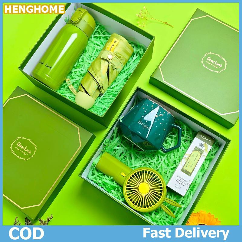 HENGHOME Mùa hè hàng ngày Hộp Quà Tặng Mini yên tĩnh cầm tay Fan UPF50 nhỏ gọn ô mặt trời Chống UV Kính mát cho phụ nữ sử dụng hàng ngày