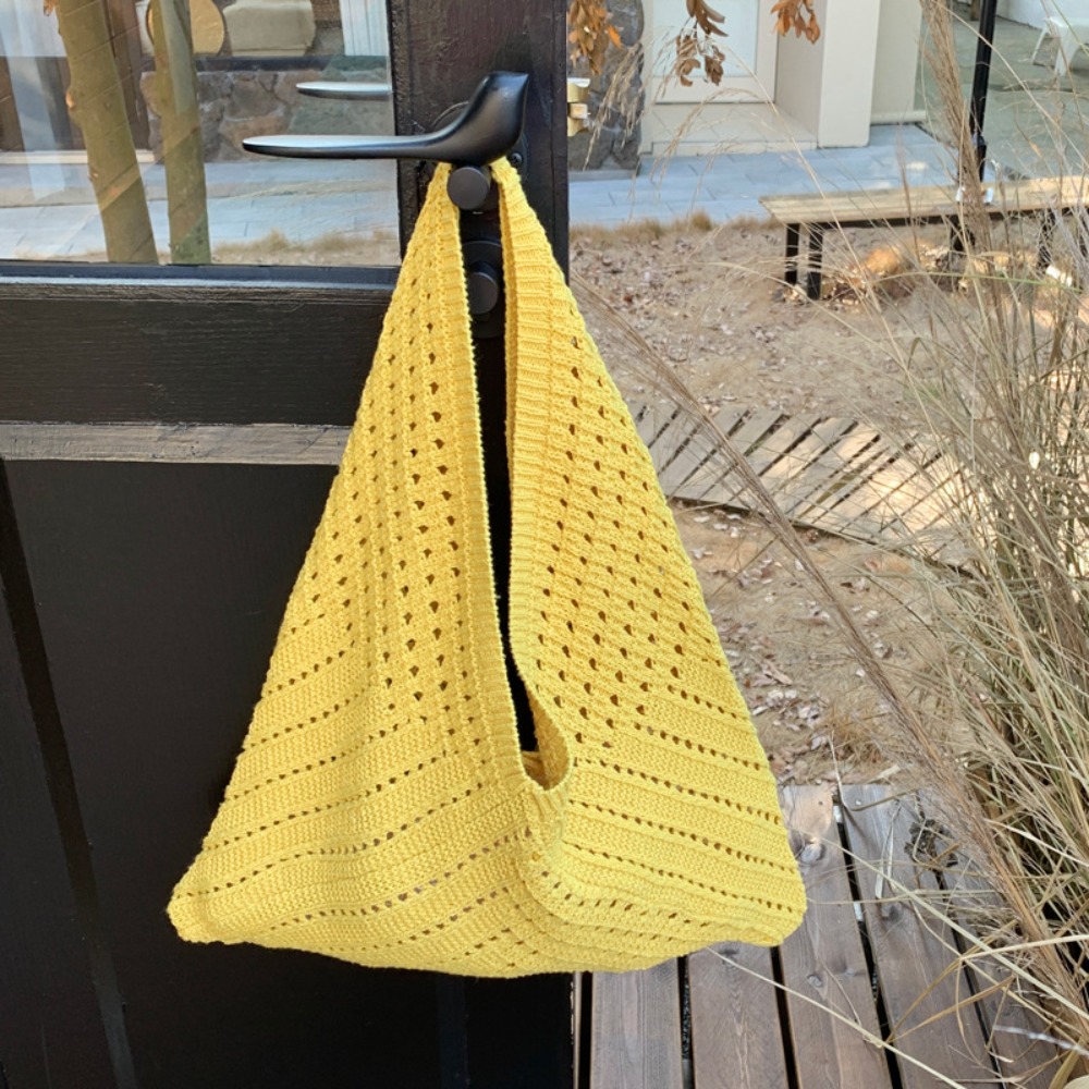 HERWK Bohemian Túi đan lỗ rỗng Dung lượng lớn Túi đựng đồ Túi đeo vai bãi biển Đơn giản Túi xách Túi xách móc Ngoài trời - 4