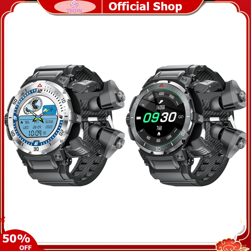 TEQIN toy new GT100pro Smart Watch With Earbuds 2 In 1 Smart Watch IP67 Waterproof NFC Fitness Tracker With 1.46” HD Screen Health Monitor ราคา 3,103 บาท*ส่งฟรี