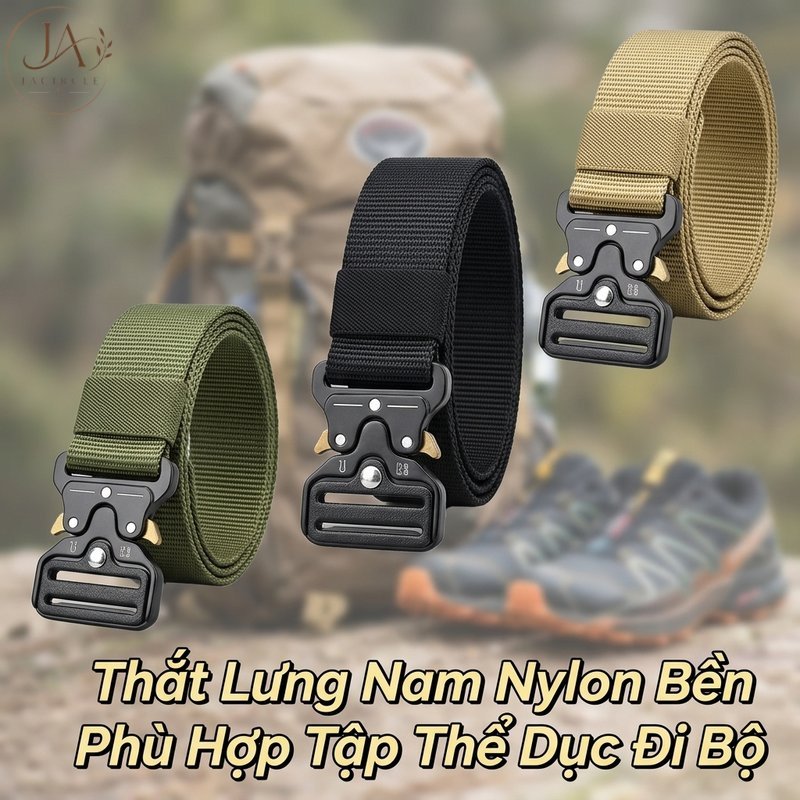 JACIRCLE Thắt lưng chiến thuật nylon khóa nhôm chống gỉ chống trầy bền chắc điều chỉnh nhanh dùng du lịch dã ngoại tập gym