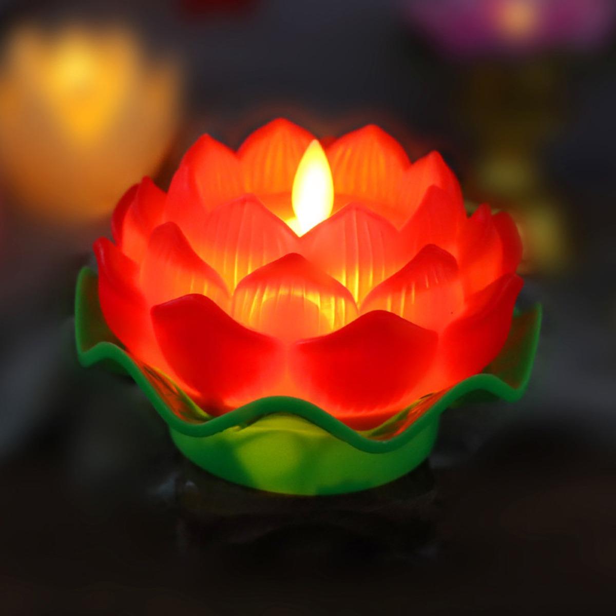 Nến Đèn Led Hoa Sen Lưu Ly Thờ Cúng Trang Trí An Toàn Không Khói Dùng Pin Bền Đẹp Phù Hợp Nội Thất Gia Đình Sử Dụng Hàng Ngày