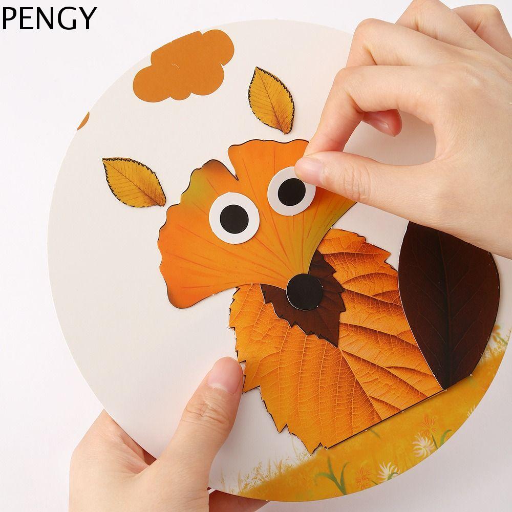 PENGY Đồ chơi giáo dục Sách dán hình lá Giấy Thủ công Sách hình dán hoạt hình Sách trò chơi tự làm Montessori Bộ vật liệu dán tự làm Quà sinh nhật