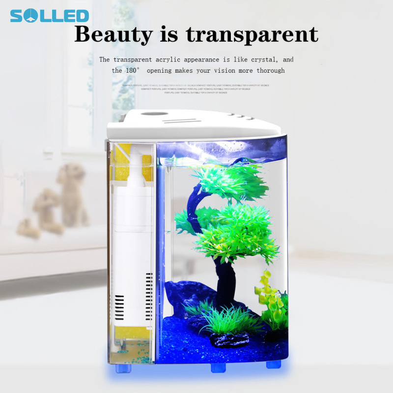 Desktop Fish Tank With LED Light, Mini 1.3 Gallon Acrylic Aquarium With Artificial Water Plant, Small Independent Fish Tank For Living Room Office ราคา 625 บาท*ส่งฟรี