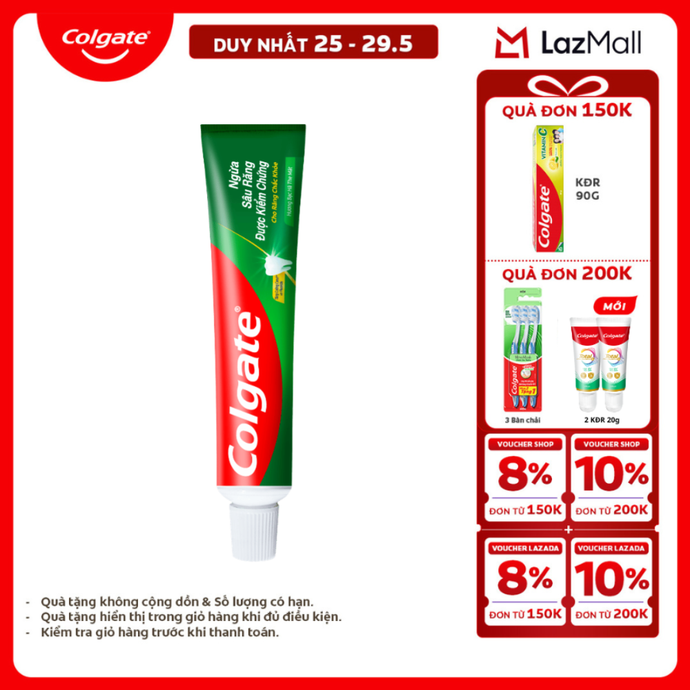 [Chỉ 25-29.5_X2 Voucher giảm 20%] Kem đánh răng Colgate ngừa sâu răng chắc khỏe 100g/tuýp