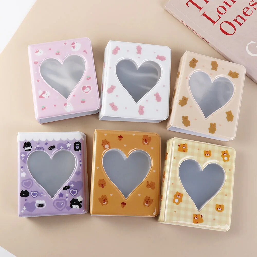 Cute Bear Photo Album 3 Inch 36 pocket Love Heart Hollow Picture Storage Case Card Binder Name Card Book Photocard Holder