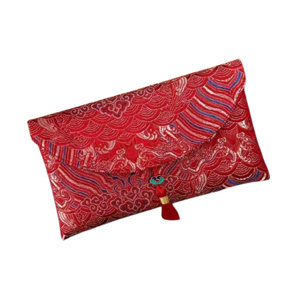 DYJKOUG bao lì xì 2026 bao lì xì tết độc lạ Phong cách Trung Quốc Phong bì đỏ năm mới Truyền thống Vải Phong bì đỏ Hong Bao Thêu Túi tiền cưới Đám cưới