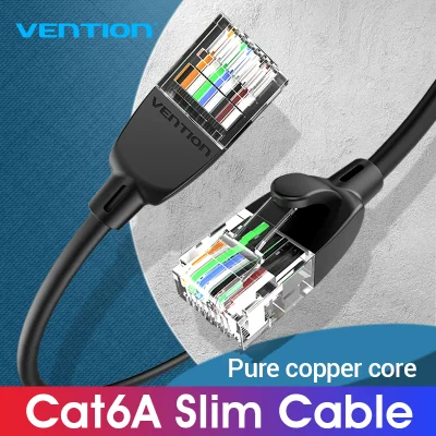 Vention Cat 6A Ethernet Cable rj45 Slim Ethernet Cable 10Gbps UTP rj45 Lan Cable Compatible Patch Cable for Laptop Router Modem Cat 6A internet Cable 0.5m 1m 2m 3m 5m 10m Cat 6A Lan Cable Network Cable