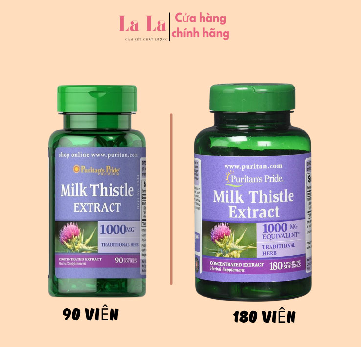  Viên Uống Puritan's Pride Milk Thistle Extract 1000 Mg 90 viên - 180 viên - 1000mg Hỗ trợ giải độc gan của Mỹ 