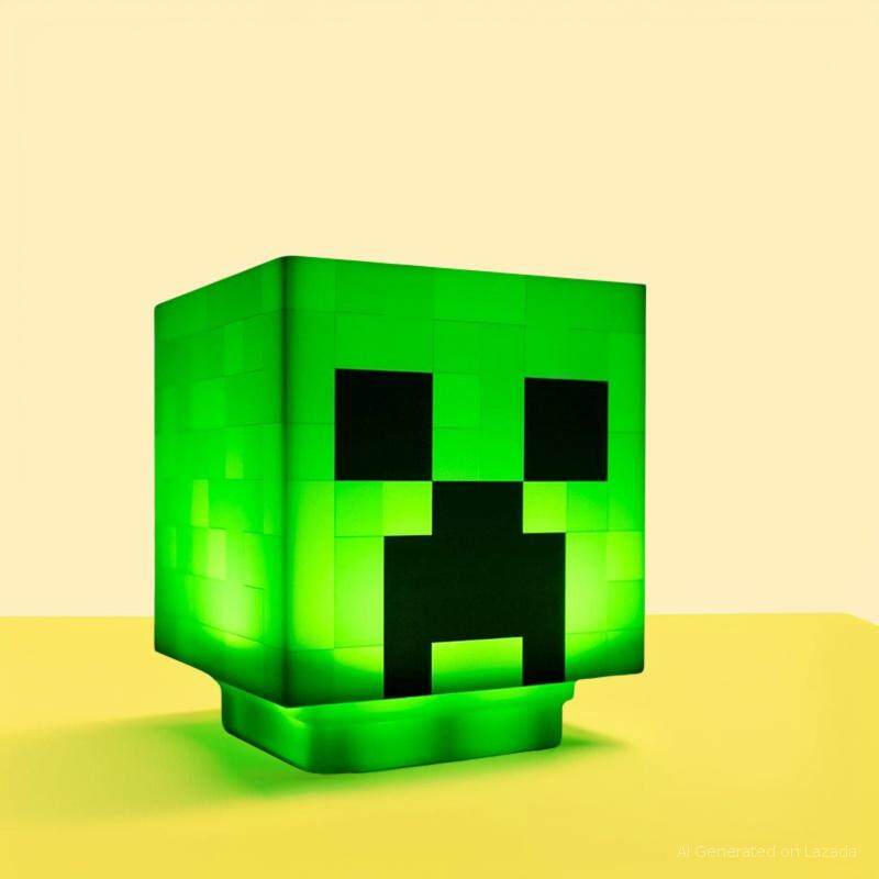 NEENCE Minecraft Creeper Desk Light Minecraft Green Creeper Nightlight with Official Creeper Sounds | LED Mood Light for Kids Bedroom Play Room Hallway | Home Decor Room Essentials | Video Game Gifts and Collectibles