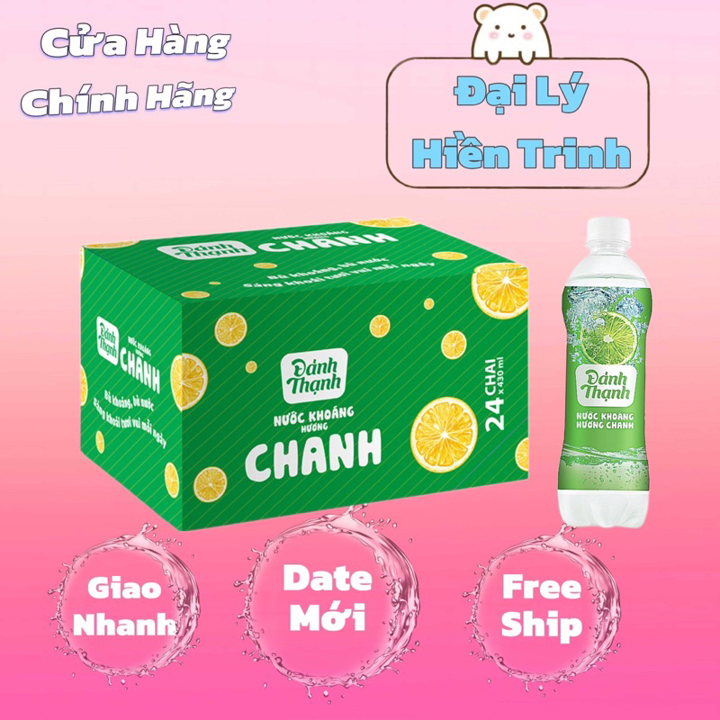 Đảnh Thạnh Nước Khoáng Có Ga Hương Chanh 450ml (24 Chai)
