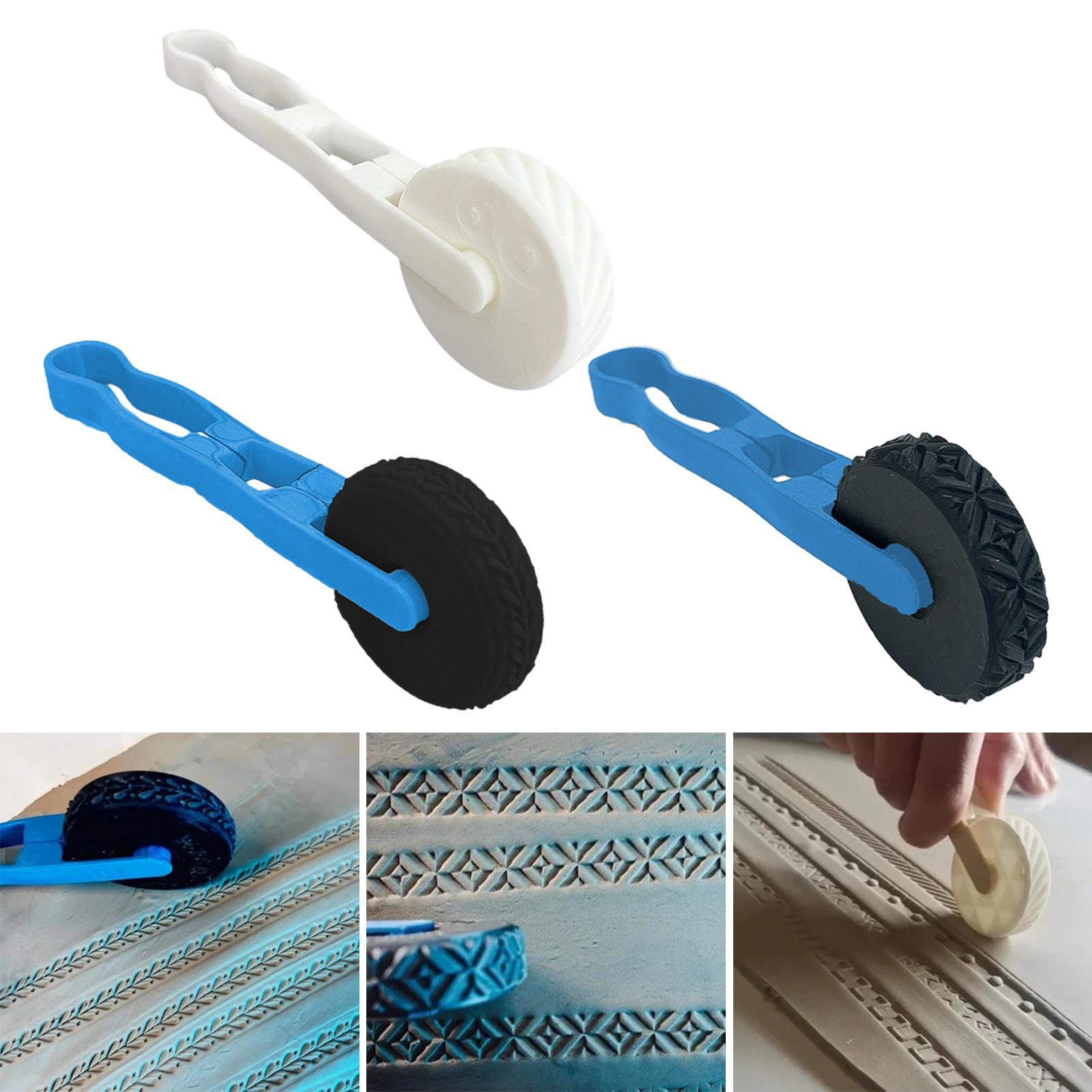 Xiaxuannai con lăn mô hình đất sét cho hàng thủ công đất sét dụng cụ đánh dấu họa tiết bề mặt cho đất sét con lăn kết cấu đất sét thủ công cho đồ gốm tự làm dự án dụng cụ nghệ thuật đất sét kết cấu có tay cầm để chế tạo sáng tạo