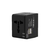 COKERCOOK All-in-One Plug Adapter Universal With 2 USB Euro Travel Adapter  Black Converter