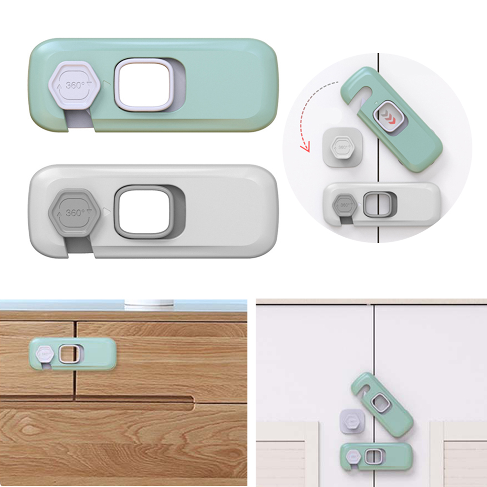 NUCTUR 2 PCS Chống véo cho bé Ngăn tủ Tủ lạnh Tủ đông An toàn nhà ở Khóa đóng Khóa an toàn cho trẻ em Khóa cửa