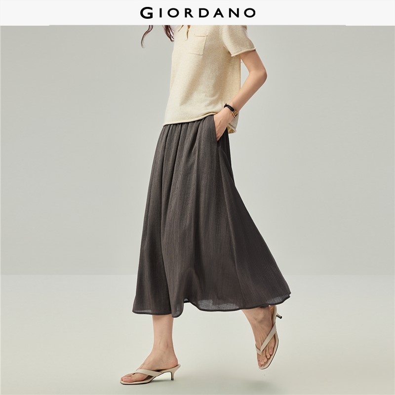 GIORDANO Women Skirts Textured Elastic Waist Maxi Skirts Side Seam Pockets A-Line Fashionable Casual Long Skirts 18466619 ราคา 2,089 บาท*ส่งฟรี