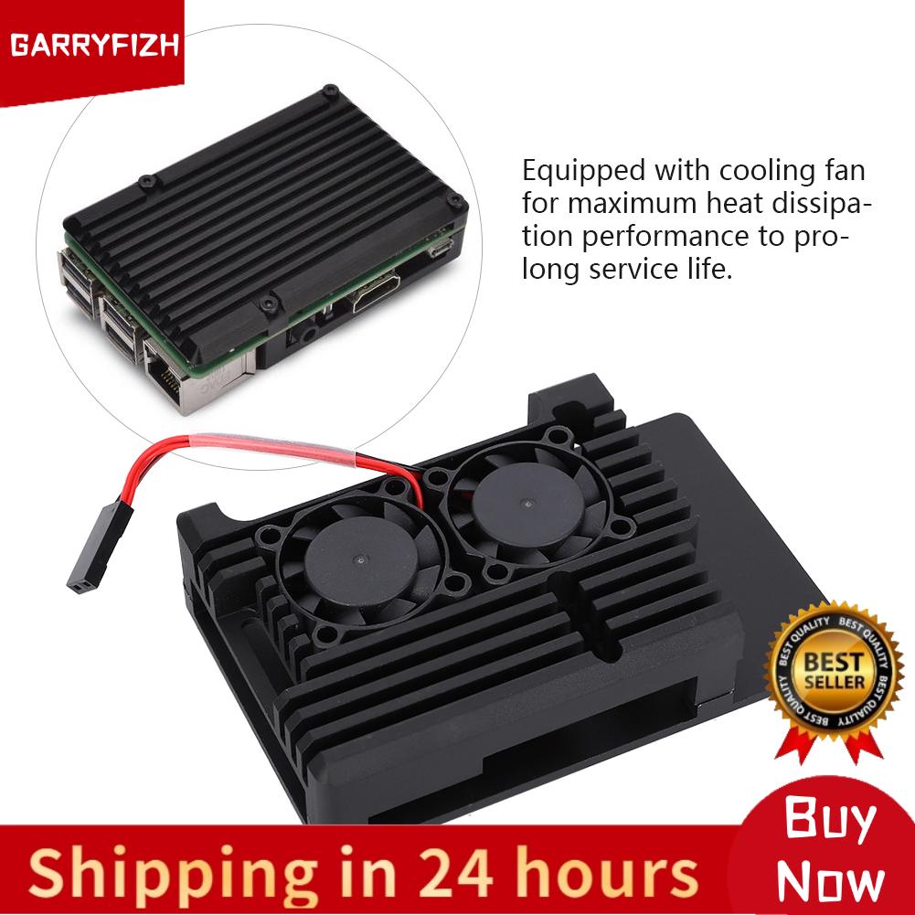 GARRYFIZH อลูมิเนียมอัลลอยด์เคสระบายความร้อนเคสพร้อมพัดลมคู่เหมาะสำหรับ Raspberry Pi 3 รุ่น 2b 3b ราคา 481 บาท*ส่งฟรี