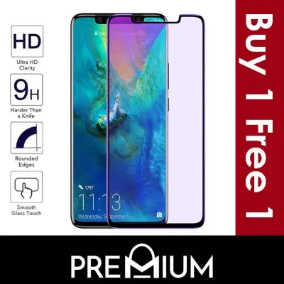 [BUY 1 FREE 1] Clear Anti Blue Ray Full Coverage Cover Tempered Glass Screen Protector For Huawei Nova 5T Or Honor 20 P20 P30 Pro Lite Mate 20 10 OPPO Reno Z