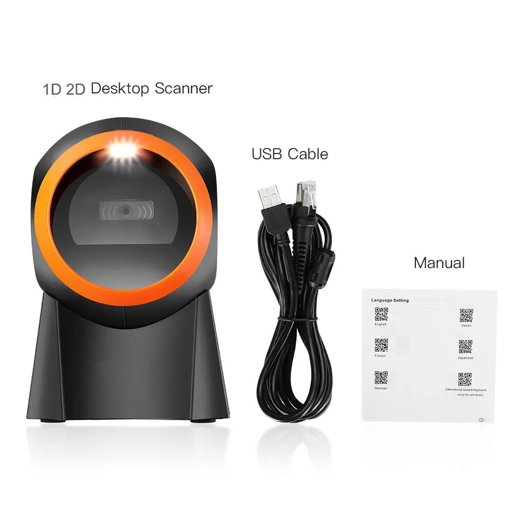 Platform Barcode Scanner 1D 2D Scanner USB Desktop Bar Code Reader Ominidirectional Code Scanner QR Scanner