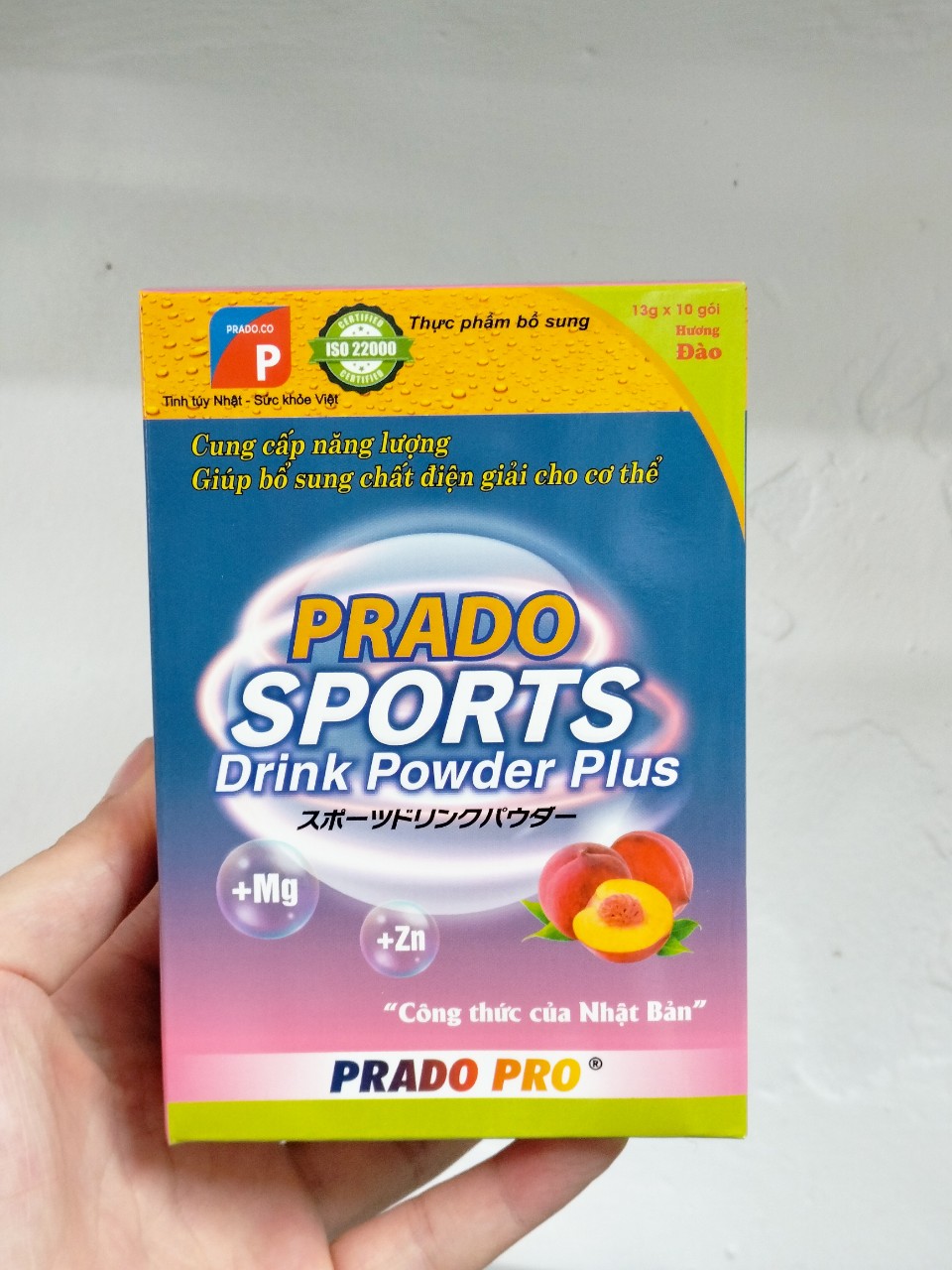 Prado Sport Drink Powder plus vị đào hộp 10 gói