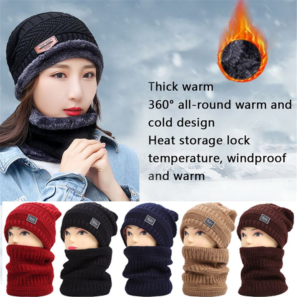 AMBULANTSHOP16P3 Warm Soft Knitted Warm Scarf Cap Neck Scarf Cap Beanie Hat Scarf Knitted Hat