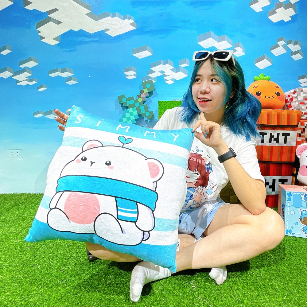 Gối ôm Simmy + móc khóa Simmy, bộ chăn gối hero team đa năng dành cho mọi lứa tuổi, gấu bông hero te
