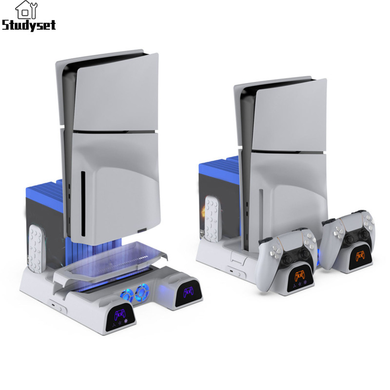 Studyset IN stock Cooling Station With Dual Controller Charging Station Remote Holder Game Slots Compatible For PS5 Slim Console Accessories ราคา 1,017 บาท*ส่งฟรี