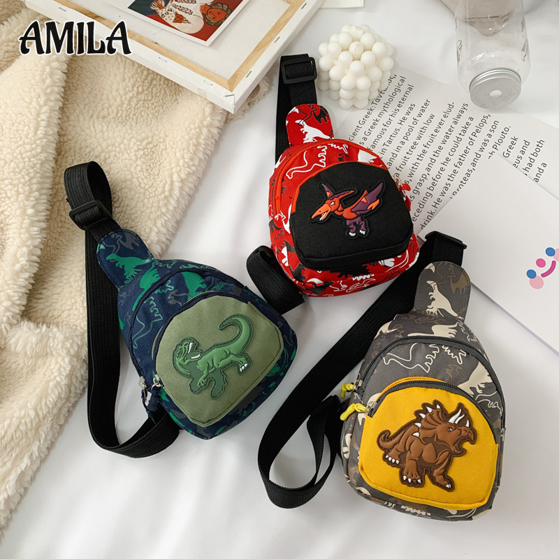 AMILA New Children s Waist Bag for Boys Dinosaur Crossbody Bag Fashion