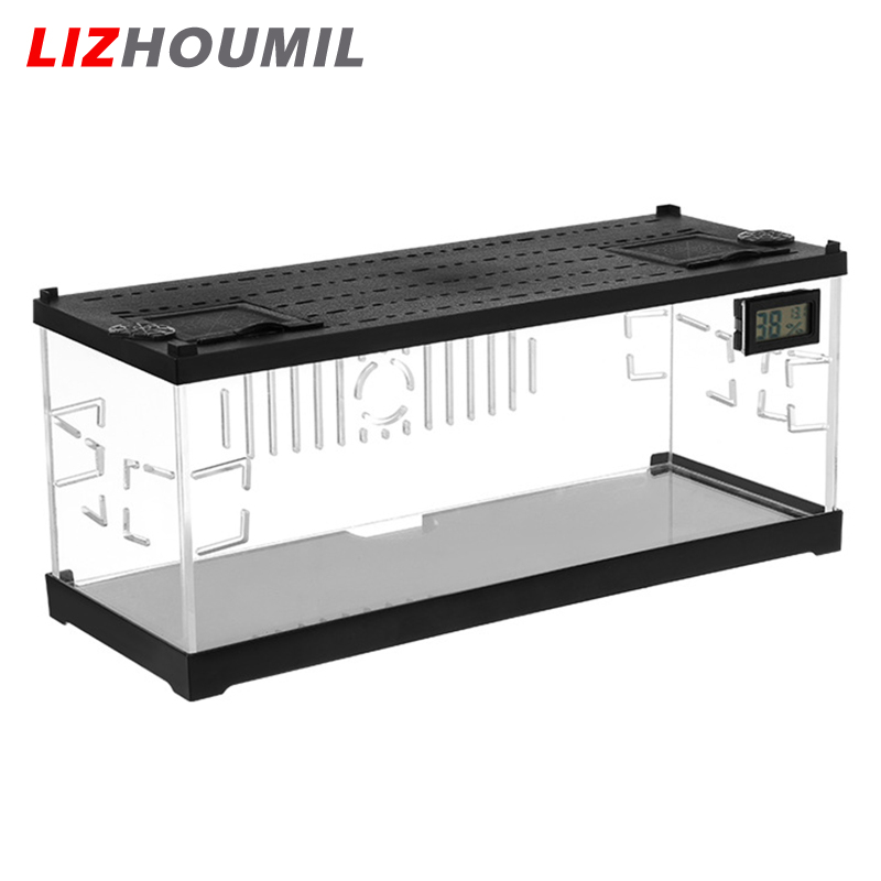 LIZHOUMIL Reptile Acrylic Terrarium Tank Micro Habitat Terrarium Enclosure Amphibians Tank Cage With Thermohygrometer Full View Visually Appealing Enclosures For Lizard Bearded Dragon ราคา 838 บาท*ส่งฟรี