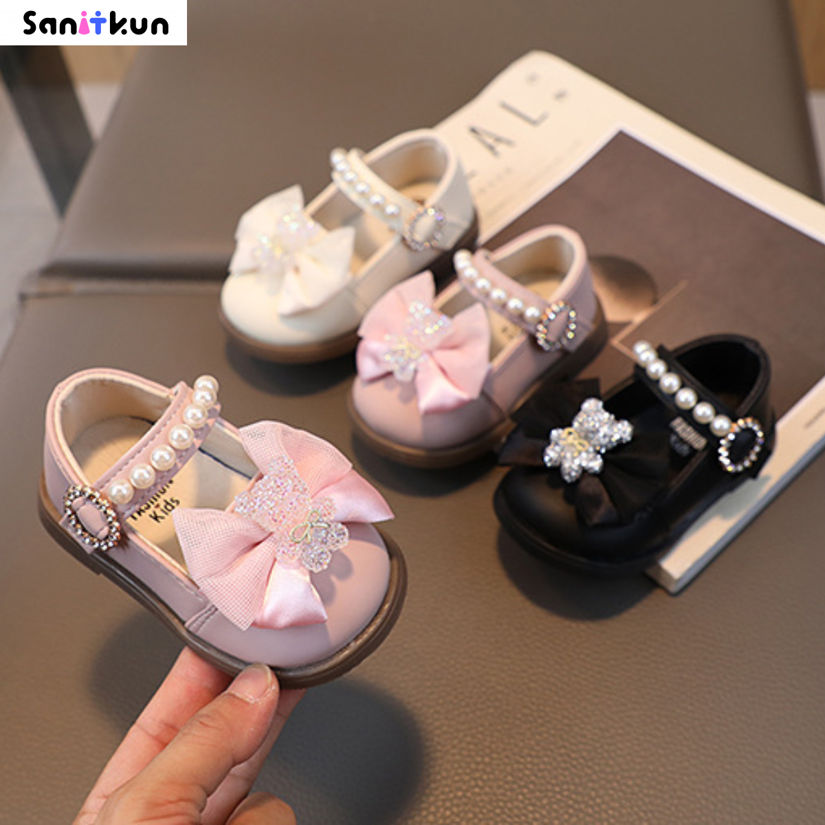 Baby square mouth sandals for girls bear girls baby princess toddler shoes