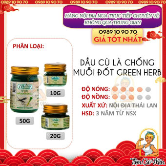DẦU CÙ LÀ CHỐNG MUỖI ĐỔT GREEN HERB NẮP THIẾC (CAO SẢ CHỐNG CÔN TRÙNG ĐỐT CITRONELLA ESSENCE BALM) -20GR- THÁI LAN