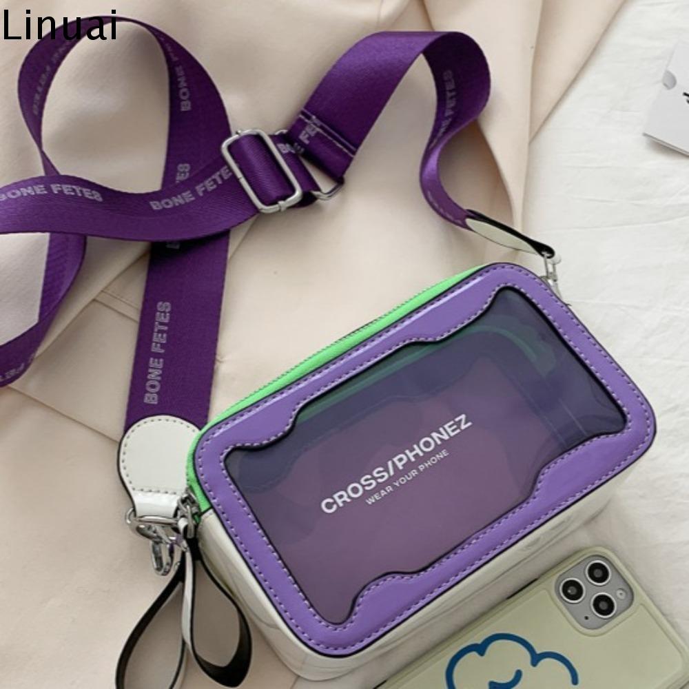 LINUAI โปร่งใสโปร่งใส กระเป๋าสะพายไหล่สำหรับผู้หญิง สไตล์เกาหลีแบบ กันน้ำกันน้ำได้ กระเป๋าสี่เหลี่ยมเล็ก แฟชั่นสำหรับผู้หญิง ฤดูร้อนฤดูร้อนฤดูร้อน กระเป๋า Crossbody เทศกาลสงกรานต์ ราคา 257 บาท*ส่งฟรี