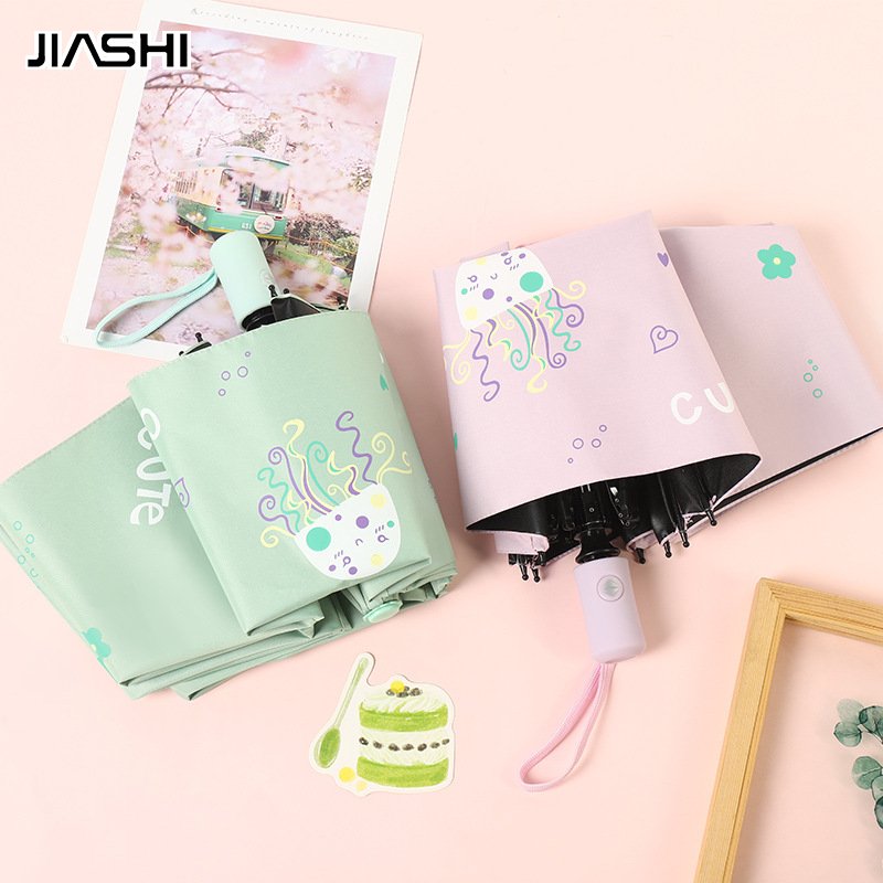 JIASHI Sun umbrella sunscreen shading fold umbrella small portable folding automatic sunny umbrella ราคา 230 บาท*ส่งฟรี