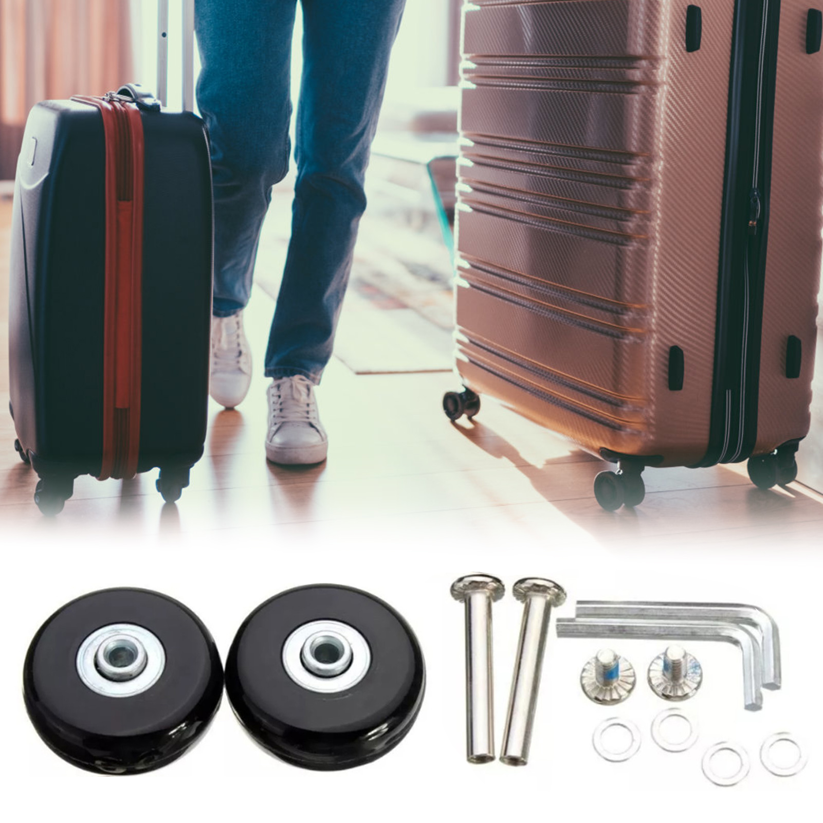 Xianman 4 chiếc vali hành lý bằng cao su bánh xe hành lý thông dụng thay thế cho vali va li có bánh xe