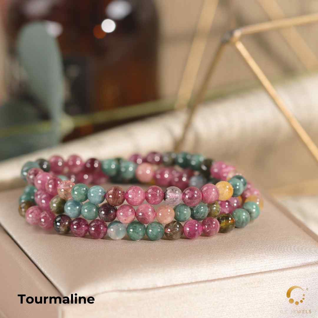 Tourmaline Colorful 3 Round Bracelet 5.5-5.8mm+-