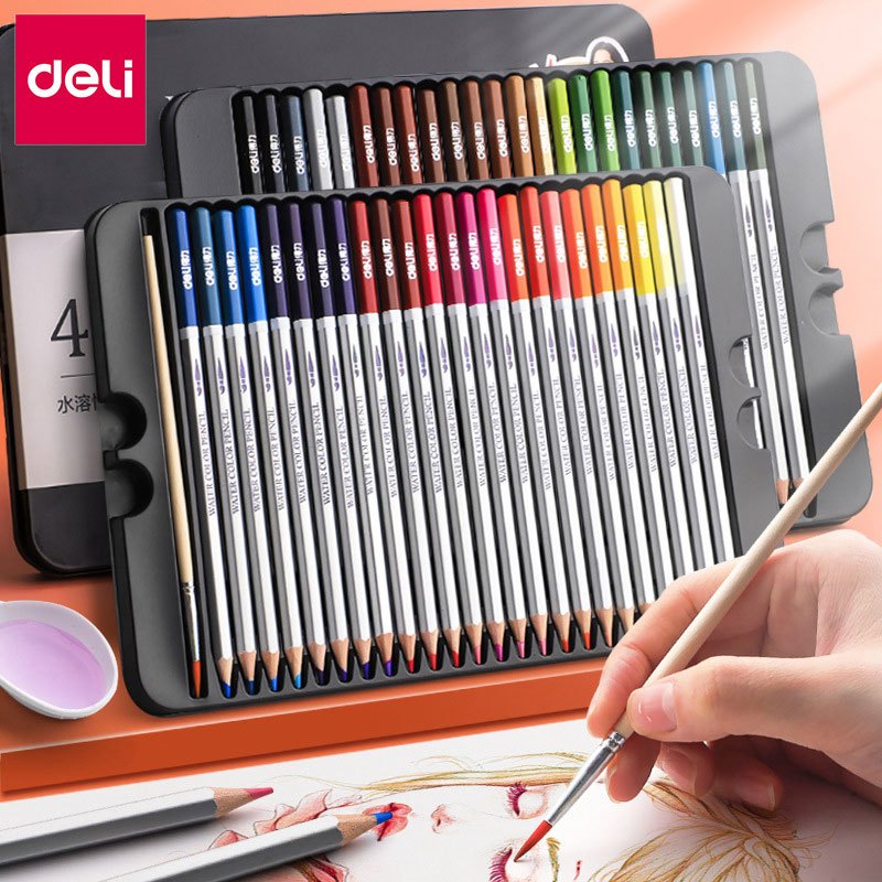 【Hàng tồn kho】Bút Chì Màu Dẻo Deli-Bộ 24/36/48/72 màu - Chì vẽ chuyên nghiệp - Màu nước hòa tan - Dụng cụ hội họa
