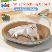 Plus-Size Oval Cat Scratcher - Durable Corrugated Toy