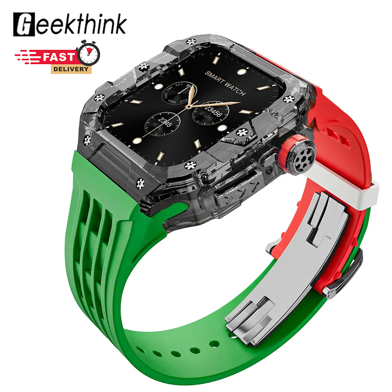 GEEKTHINK Quick Fit Luxury Mod Kit (no watch) for IWatch series 10 46mm PC Case + Silicone Strap ราคา 1,585 บาท*ส่งฟรี