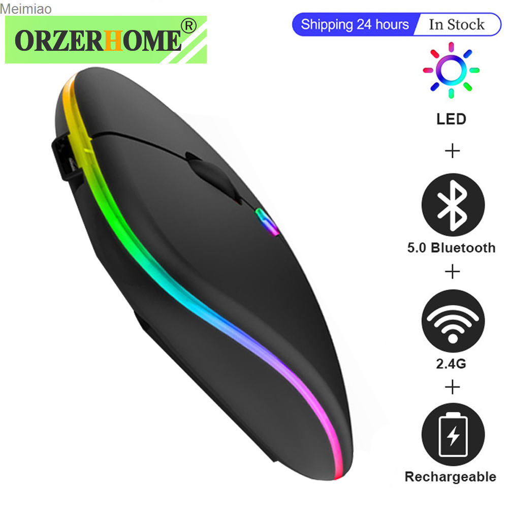 ORZERHOME Wireless Mouse RGB Rechargeable Bluetooth Mice Wireless Computer Mause LED Backlit Ergonomic Gaming Mouse For Laptop Meimiao