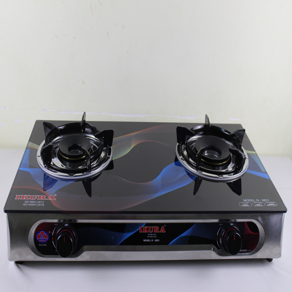 Bếp gas dương mặt kính cường lực chịu nhiệt cao - IKURA 0821