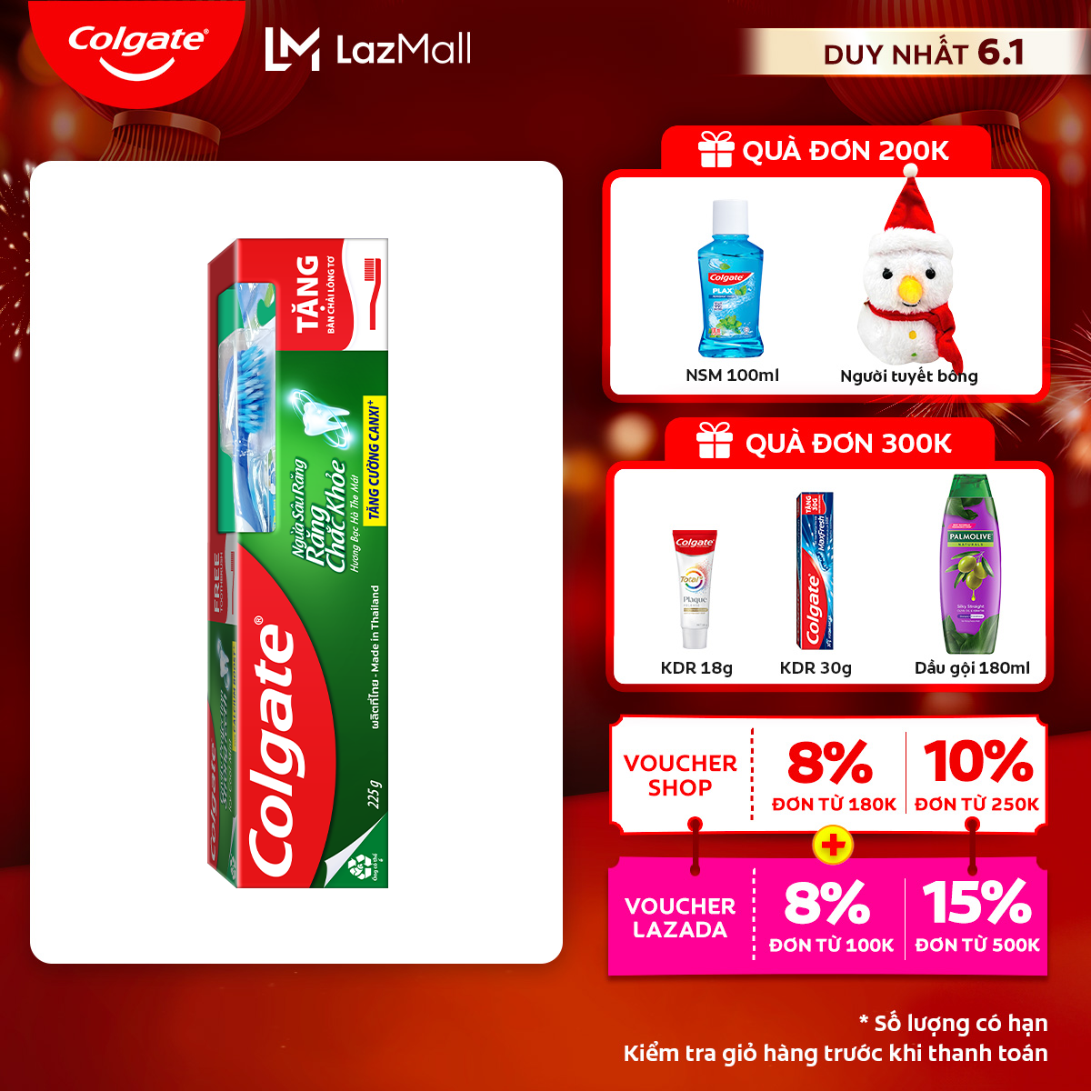 [Chỉ 6.1_Áp Voucher giảm thêm đến 23%][Tặng bàn chải đánh răng lông mềm] Kem đánh răng Colgate ngừa 