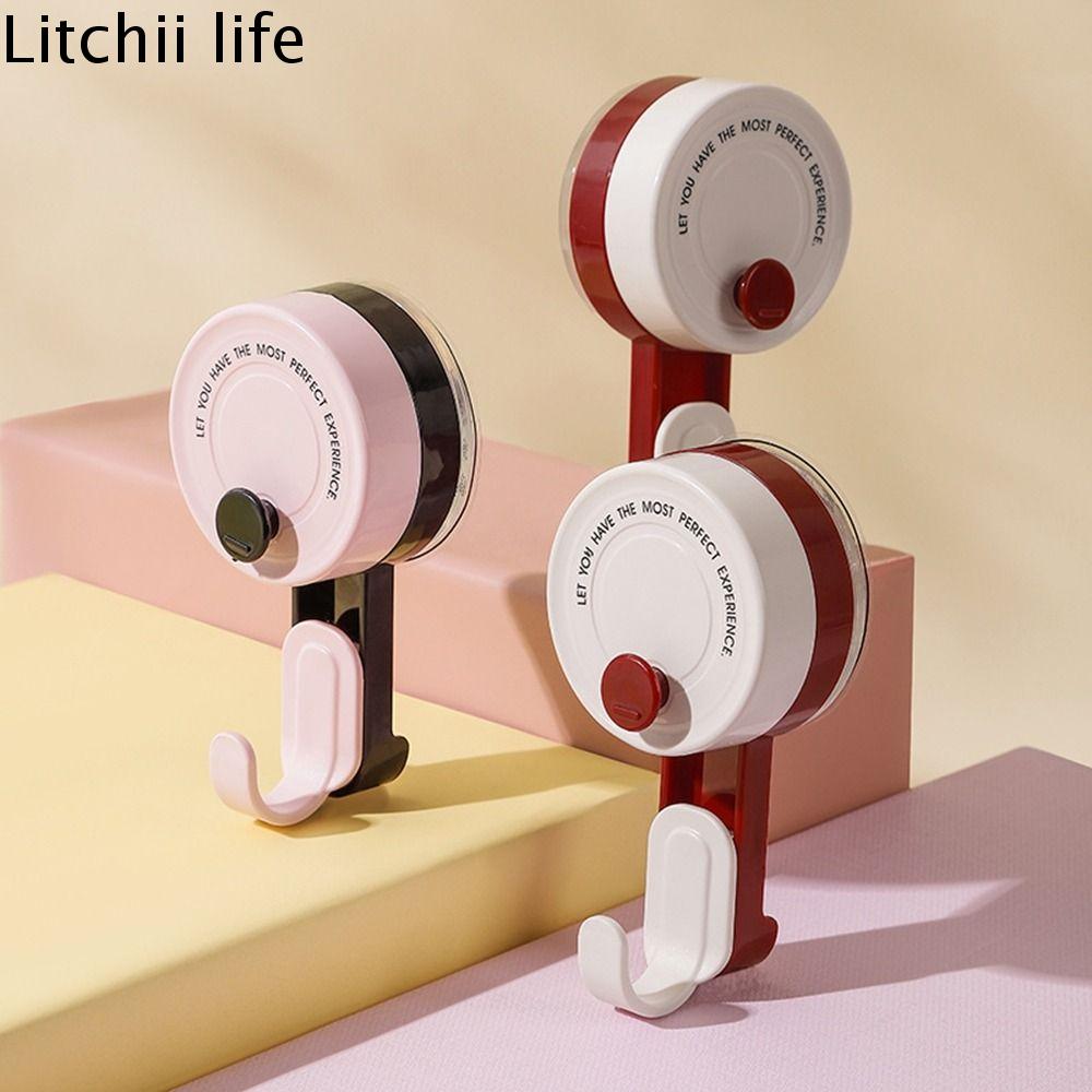 LITCHII 2Pcs Nhựa Móc cốc hút Không để lại dấu vết Có thể tháo rời Móc treo tường Thiết thực Không thấm nước Móc treo quần áo Dành cho gia đình