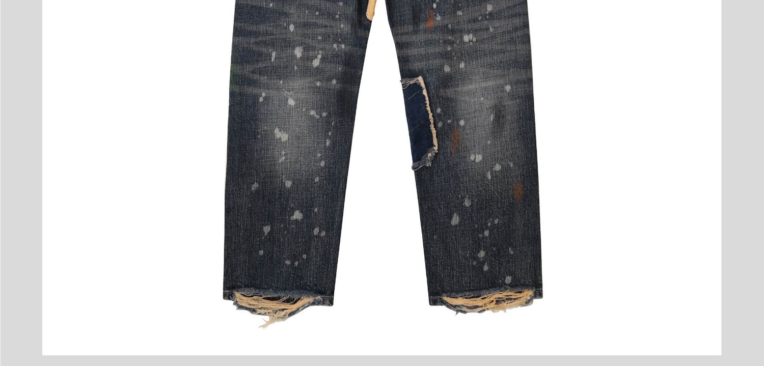 2024 Rechte herenjeans met geborduurde appliqué, Japanse modetrend, persoonlijkheid, vrijetijdsbroek