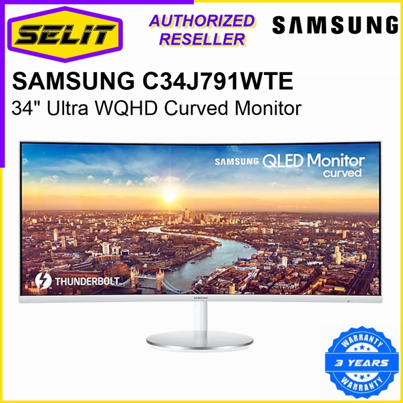 SAMSUNG C34J791WTE 34 Ultra WQHD Thunderbolt Curved Monitor with 21:9 Wide Screen LC34J791WTEXXS [Selit Trading] Singapore