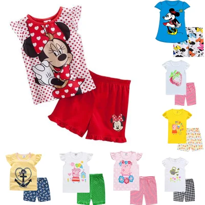 2PCS Toddler Girls Kids Summer Outfits Sleeveless T-shirt+Shorts Clothes Set