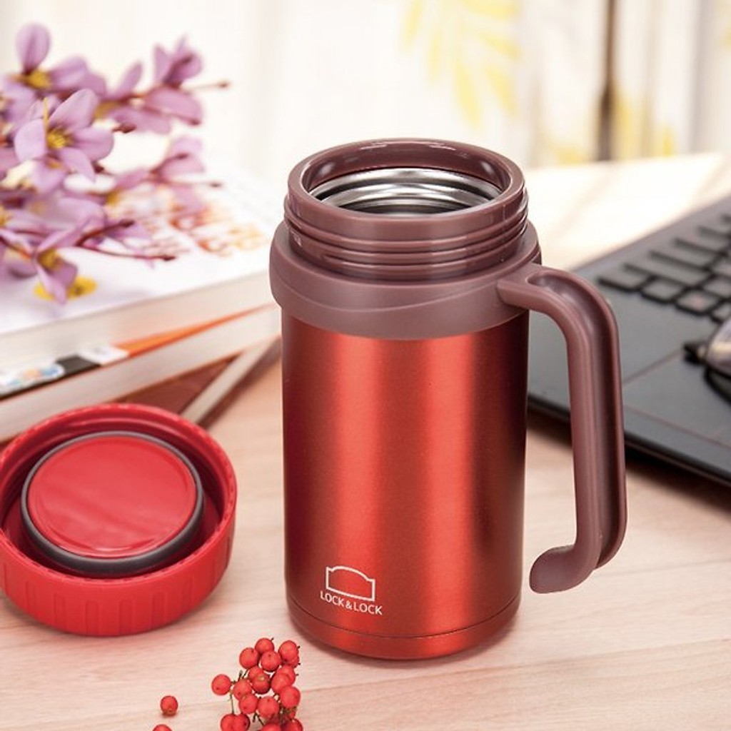Cốc giữ nhiệt locknlock 500ml lhc9002b màu đỏ basic table mug