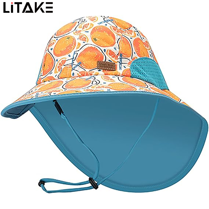 Baby Sun Hat Summer Cartoon Quick Drying Foldable Sun Protection Neck Flap Bucket Hat With Wide Brim For Boys Girls ราคา 211 บาท*ส่งฟรี