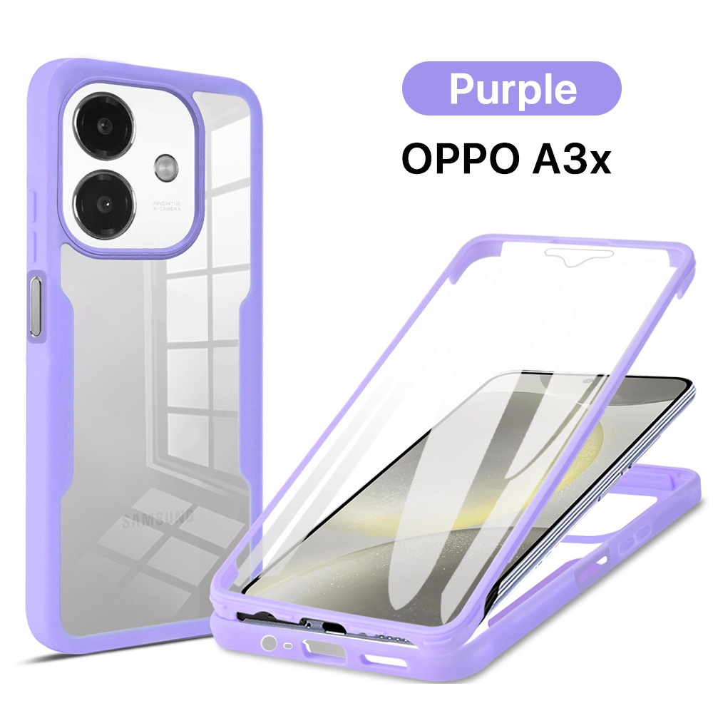 [2 IN 1] OPPO A3x Case OPPO A3 Built-in Screen Protector Shockproof Transparent Anti-Scratched Protect Camera 360˚ Full Body Heavy Duty Protective Phone Casing - Image 4