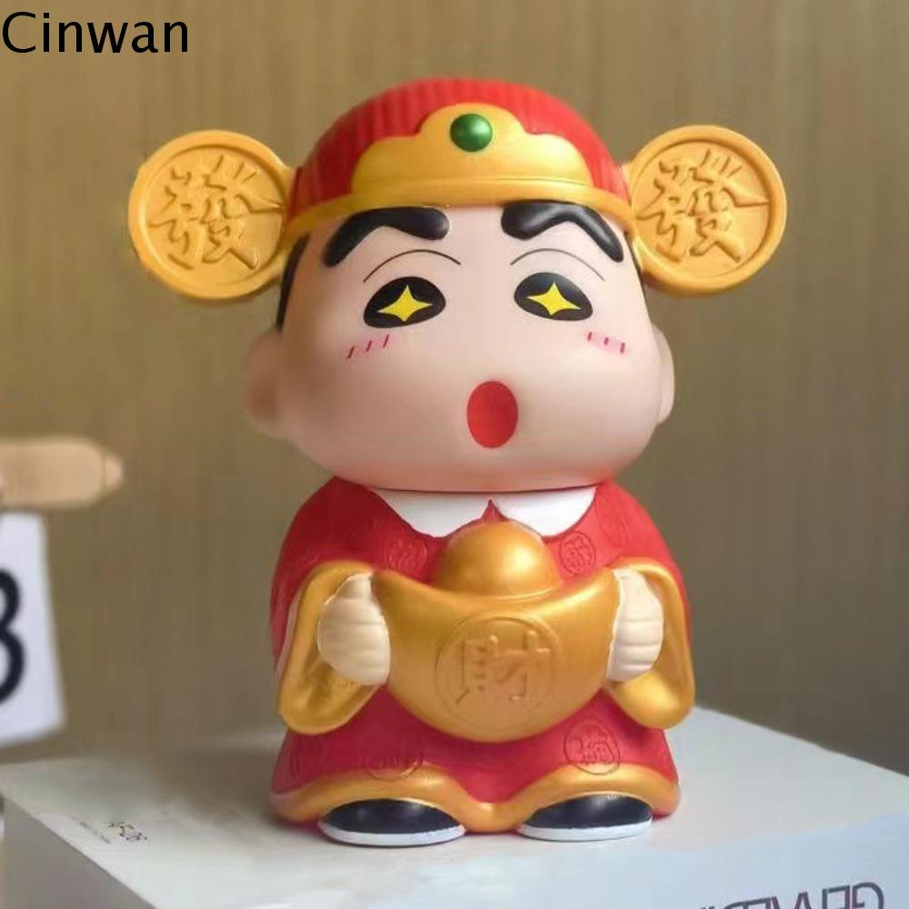 CINWAN Bể tiết kiệm Heo đất Shin-Chan bút chì màu Mô hình nhân vật Thần Tài Hộp đựng tiền bút chì Sh